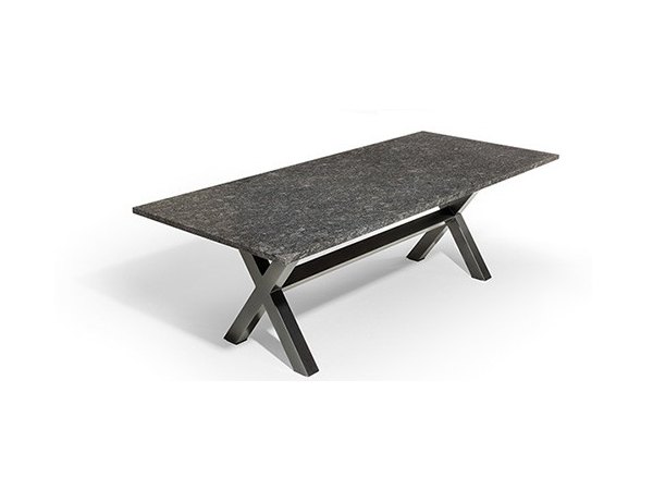 Marbella granit spisebord / havebord med x ben i antracite stål ...