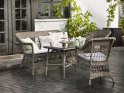 SÆT - CHARLOT - 2 stk stole + 2-pers. sofa + bord - TEAK Grey / m. hynder