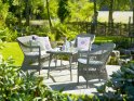 SÆT - CHARLOT - 2 stk stole + 2-pers. sofa + bord - TEAK Grey / m. hynder