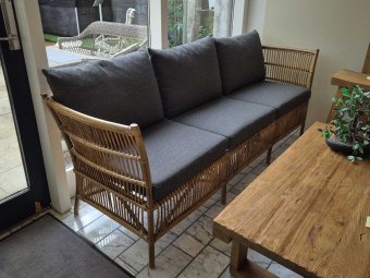 TILBUD - Sika Design DONATELLO 3-pers. rattansofa med mørkegråt stof