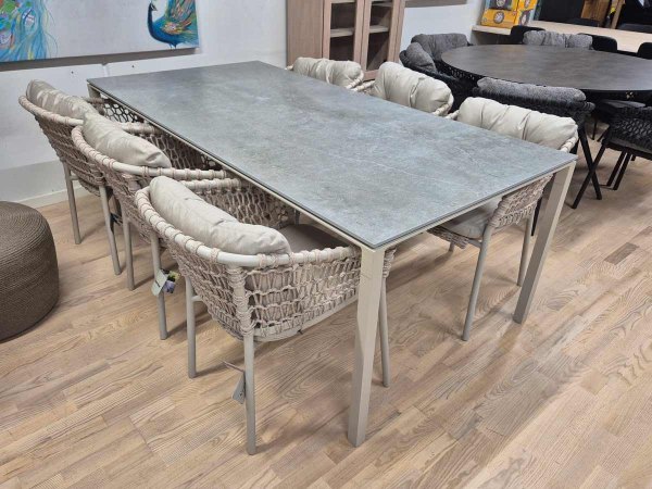 TILBUD - Cane-line PURE 100x200 havebord + 6 Ocean stole (udstillingssæt)
