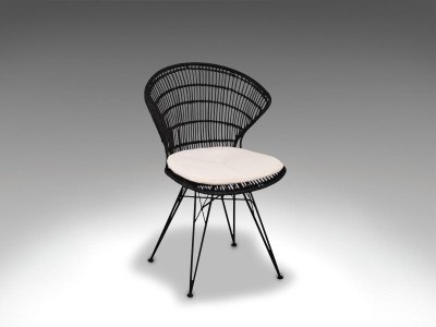 LIVING COMFORT CHAIR - SORT - Metal/Rattan spisestol