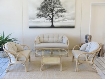 FREJA COMPACT kurvem&oslash;bler | 2-pers. sofa + 2 stk. stole + ovalt Sofabord