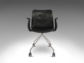 Bent Hansen PRIMUM skrivebordstol -  Læderstol med armlæn / Metalstel med  hjul