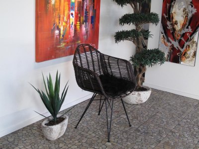 TILBUD - LIVING DESIGN CHAIR med armlæn - Metal/Rattan spisestol