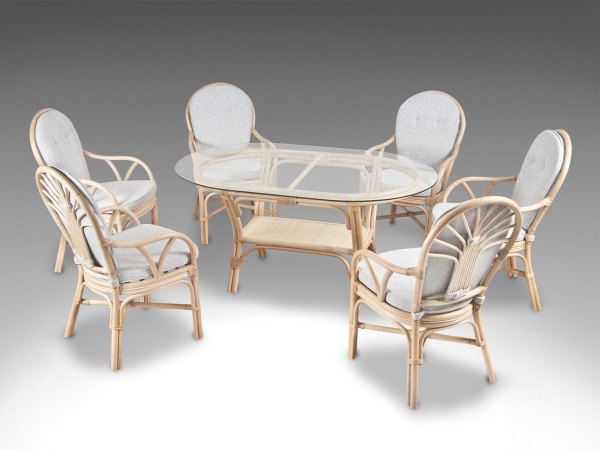 FREJA COMPACT spisebordsæt | 6 stk. spisestole + ovalt bord