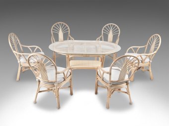 FREJA COMPACT spisebordsæt | 6 stk. spisestole + ovalt bord
