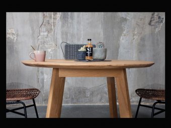 MODERN Rundt spisebord - Træbordplade